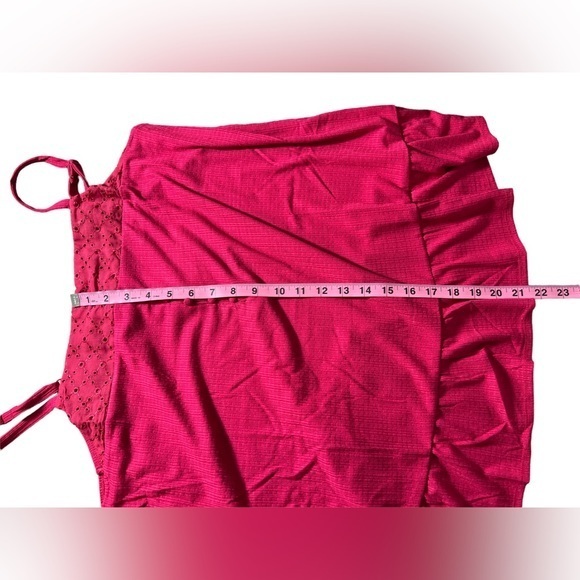 Torrid Texture Knit Woven Eyelet‎ Square Neck Swing Tank top pink size 1X - Picture 8 of 9